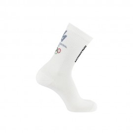 Salomon Calze Gold Milano Cortina 2026 Emblem Bianco Niagara Mist