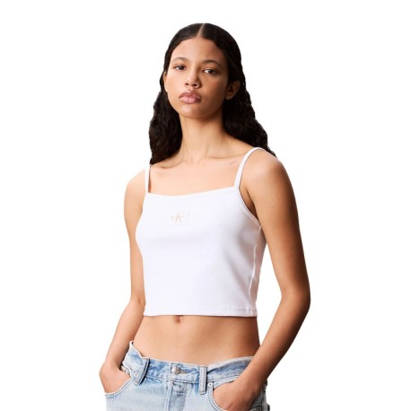 Calvin Klein Top Logo Bianco Donna
