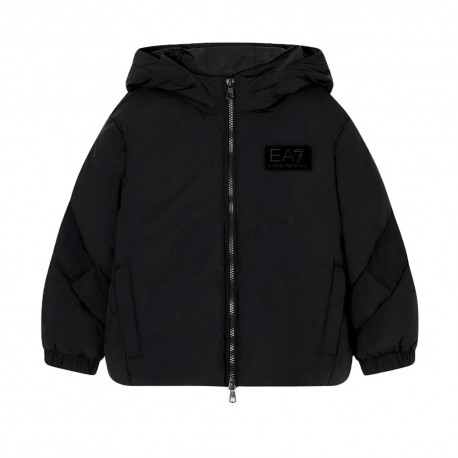 Ea7 Jacket Puffy Logo Back Nero Bambino