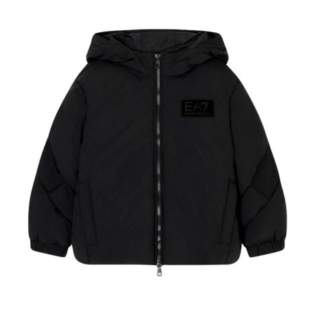 Ea7 Jacket Puffy Logo Back Nero Bambino