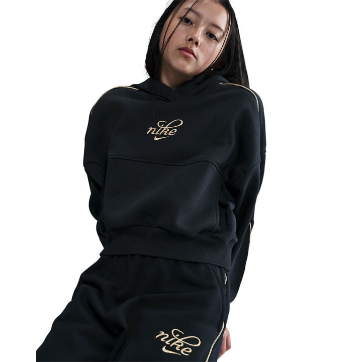 Nike Sportswear Club Felpa Palestra Crop Nero Bambina