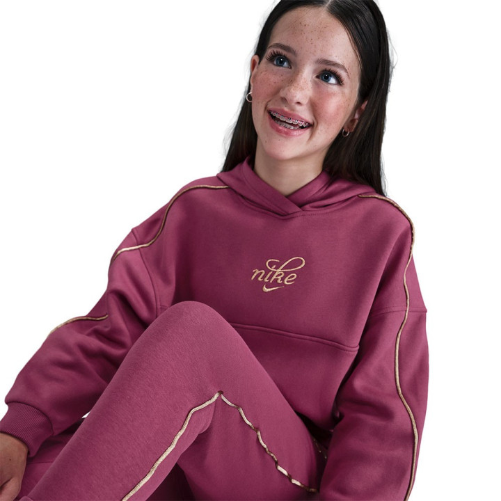 Nike Sportswear Club Felpa Palestra Crop Fuxia Bambina