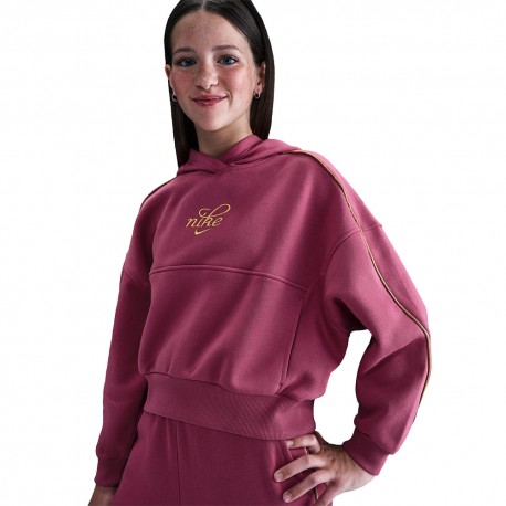 Nike Sportswear Club Felpa Palestra Crop Fuxia Bambina
