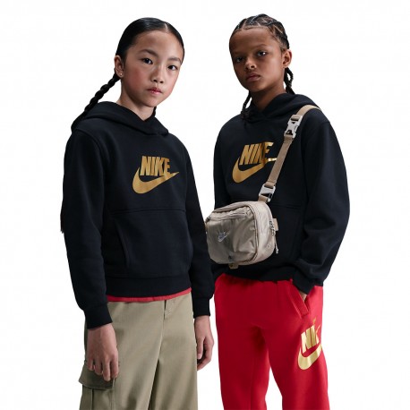 Nike Sportswear Club Felpa Palestra Logo Oro Nero Bambino