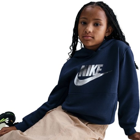 Nike Sportswear Club Felpa Palestra Logo Metallic Blu Bambino