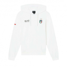 Ea7 Emporio Armani Team Italia Bianco - Felpa Con Cappuccio Uomo