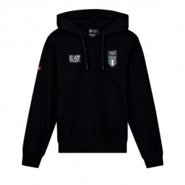 Ea7 Emporio Armani Team Italia Nero - Felpa Con Cappuccio Uomo