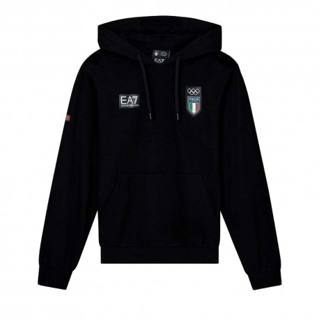 Ea7 Emporio Armani Team Italia Nero - Felpa Con Cappuccio Uomo