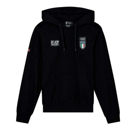 Ea7 Emporio Armani Team Italia Nero - Felpa Con Cappuccio Uomo