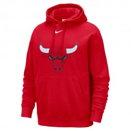 Nike Felpa Nba Chicago Club C Cap Logo Rosso Bianco Uomo