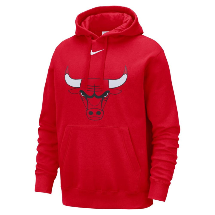 Nike Felpa Nba Chicago Club C Cap Logo Rosso Bianco Uomo