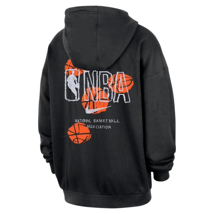Nike Felpa Nba Team 31 Club Premium Nero Ornge Uomo