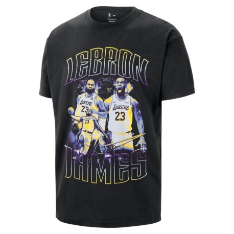 Nike T Shirt Basket Nba La Lakers Courtside Nero Uomo