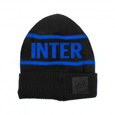 Imma Cuffia Inter Skipper Jacquard Nero Azzurro