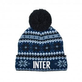 Imma Cuffia Inter Ponpon Christmas Nero Azzurro