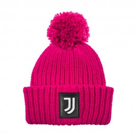 Imma Cuffia Juve Ponpon Patch Pelle Fuxia Nero