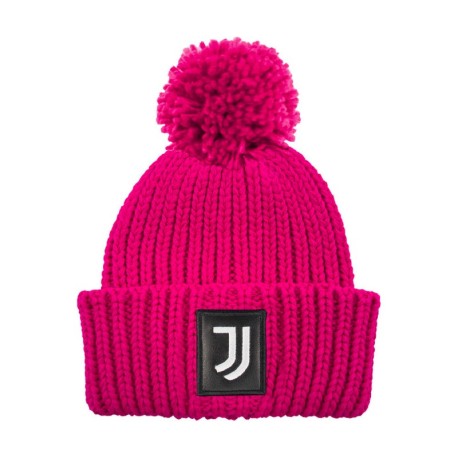 Imma Cuffia Juve Ponpon Patch Pelle Fuxia Nero