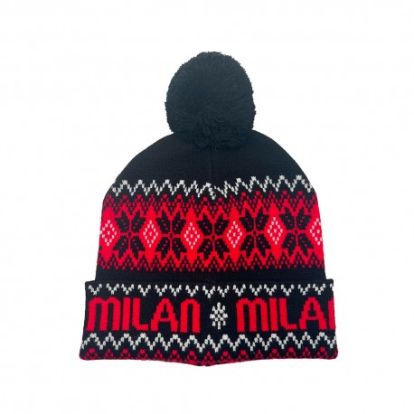 Imma Cuffia Milan Ponpon Christmas Nero Rosso