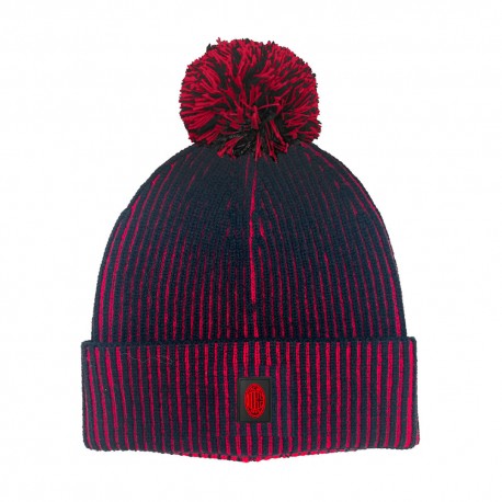 Imma Cuffia Milan Ponpon Bicolore Nero Rosso