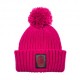 Imma Cuffia Milan Ponpon Patch Pelle Fuxia Nero