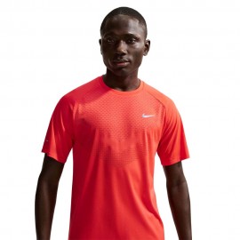 Nike T-Shirt Running Stride Lt Crimson Argento Uomo