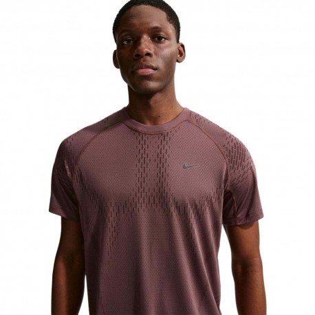 Nike T-Shirt Running Stride Tattoo Burgundy Crush Uomo
