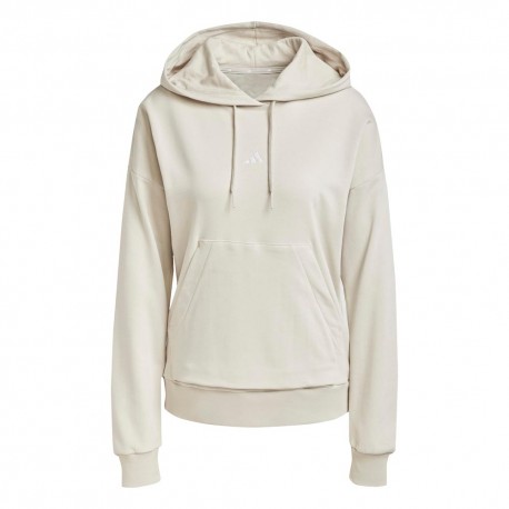 ADIDAS Felpa Palestra Con Cappuccio Logo Beige Donna