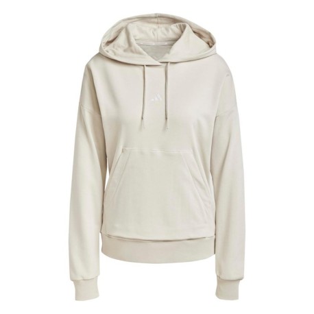 ADIDAS Felpa Palestra Con Cappuccio Logo Beige Donna