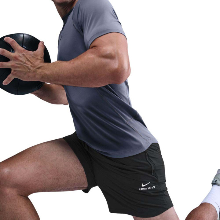 Nike Pro Training Shorts Sportivi Nero Logo Bianco Uomo