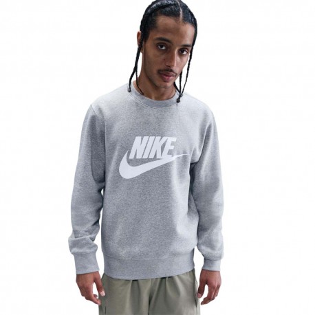 Nike Sportswear Club Felpa Girocollo Logo Grigio Uomo