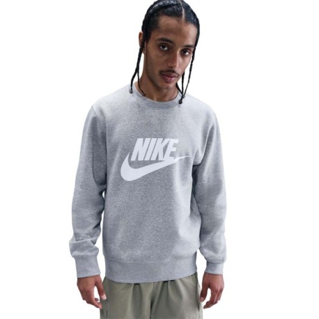 Nike Sportswear Club Felpa Girocollo Logo Grigio Uomo