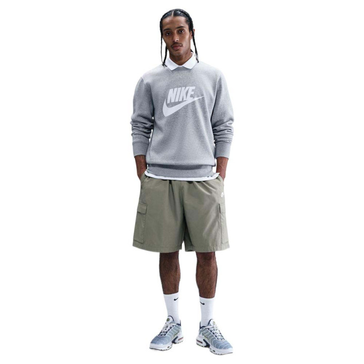 Nike Sportswear Club Felpa Girocollo Logo Grigio Uomo