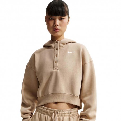 Nike Sportswear Phoenix Felpa Crop Con Cappuccio Verde Donna