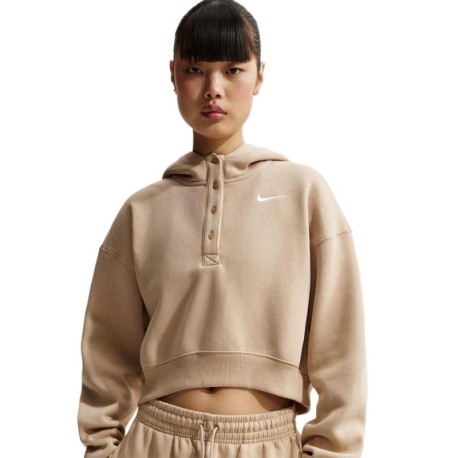 Nike Sportswear Phoenix Felpa Crop Con Cappuccio Verde Donna