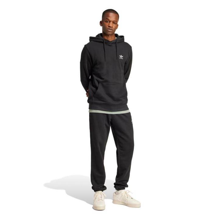 ADIDAS Originals Trefoil Essentials Felpa Con Cappuccio Logo Piccolo Nero Uomo