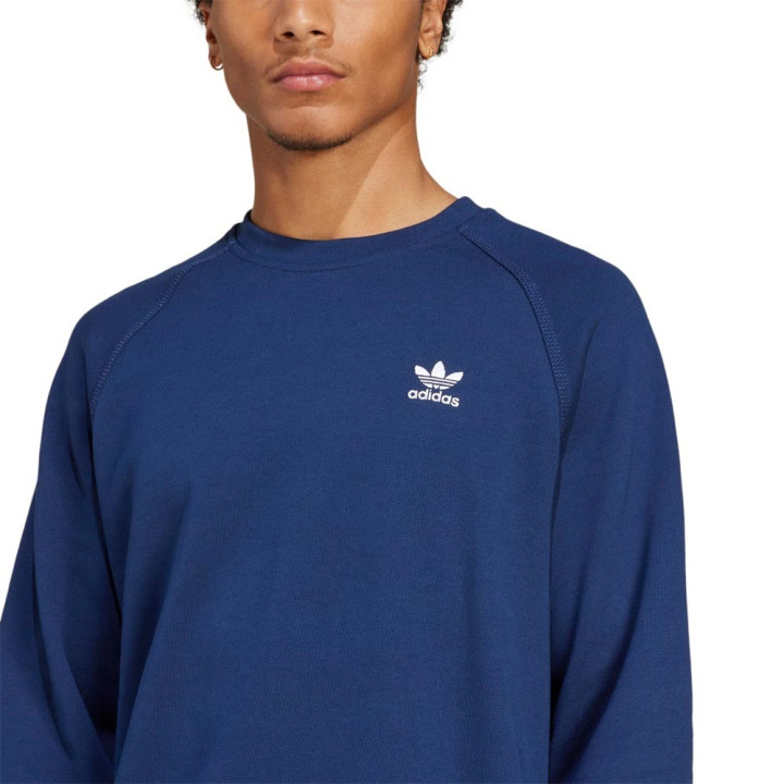 ADIDAS Originals Trefoil Essentials Felpa Girocollo Logo Piccolo Blu Uomo