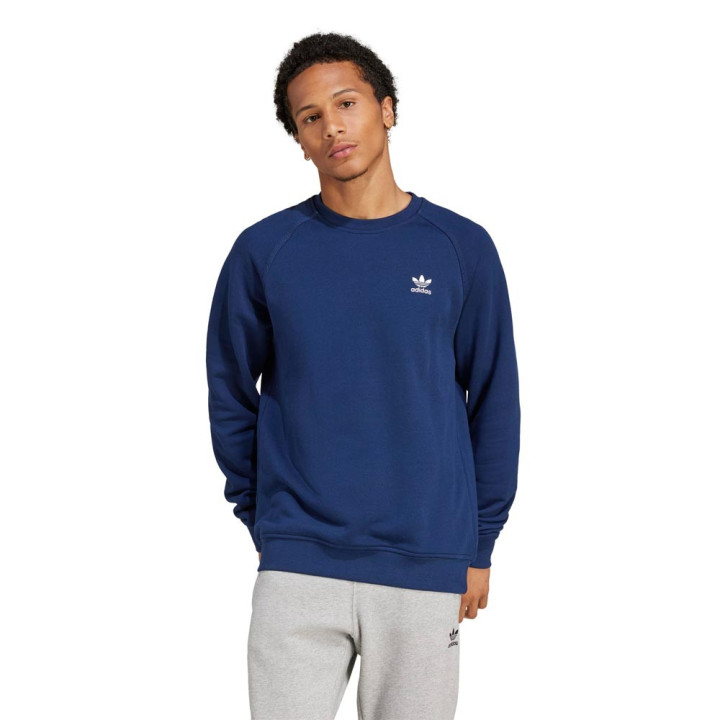 ADIDAS Originals Trefoil Essentials Felpa Girocollo Logo Piccolo Blu Uomo