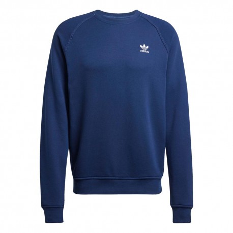 ADIDAS Originals Trefoil Essentials Felpa Girocollo Logo Piccolo Blu Uomo