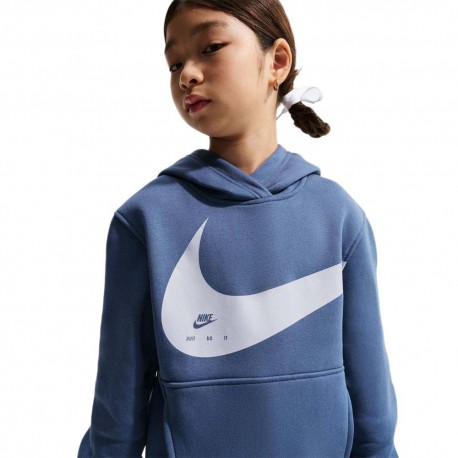 Nike Sportswear Club Felpa Palestra Big Swoosh Azzurro Bambino