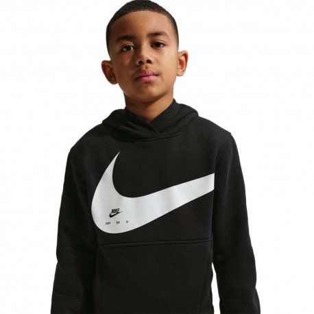 Nike Sportswear Club Felpa Palestra Big Swoosh Nero Bambino