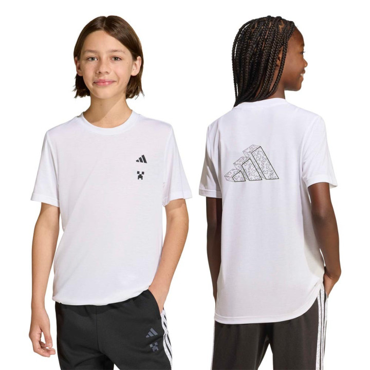 ADIDAS Maglietta Palestra Minecraft Bianco Bambino