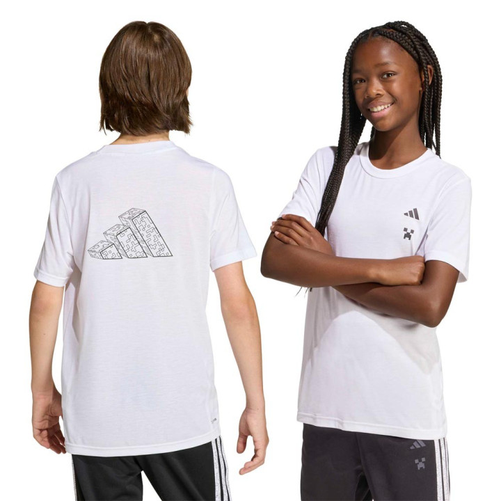 ADIDAS Maglietta Palestra Minecraft Bianco Bambino