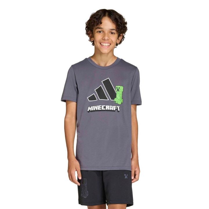 ADIDAS Maglietta Palestra Minecraft Logo Nero Bambino