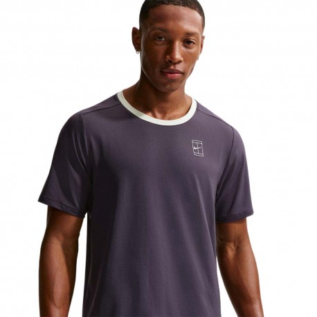 Nike T-Shirt Tennis Court Advantage Dark Raisin Volt Uomo