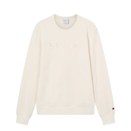 Champion Felpa Girocollo Logo Tonale Latte Uomo