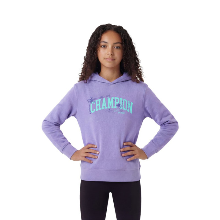 Champion Felpa Palestra Con Cappuccio Viola Bambina