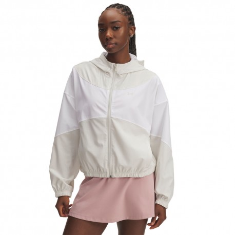 Under Armour Felpa Con Cappuccio Bicolor Wovent Beige Donna