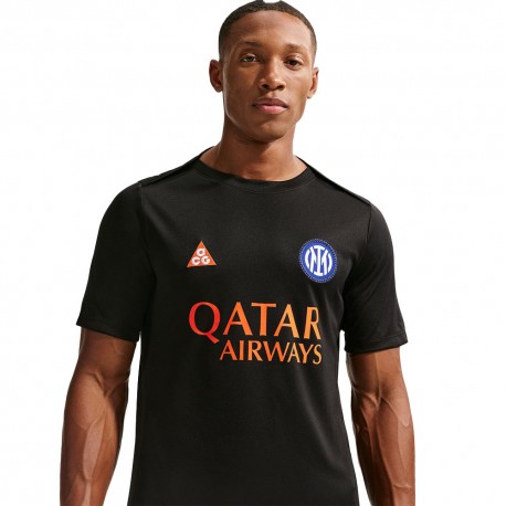 Nike Maglia Maniche Corte Inter Pre-Match Blue Arancio Uomo