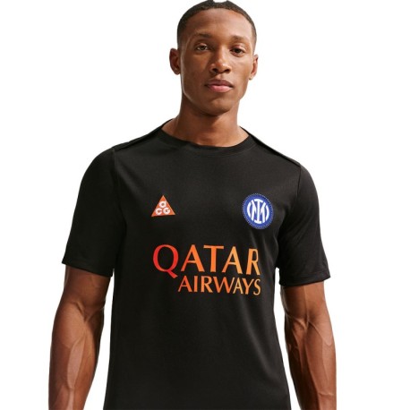 Nike Maglia Maniche Corte Inter Pre-Match Blue Arancio Uomo