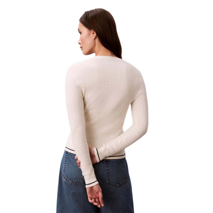Calvin Klein Cardigan In Maglia Maniche Lunghe Bianco Donna